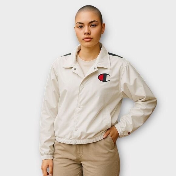 Champion Cropped Windbreaker Zip Up Jacket Size M - Picture 1 of 6